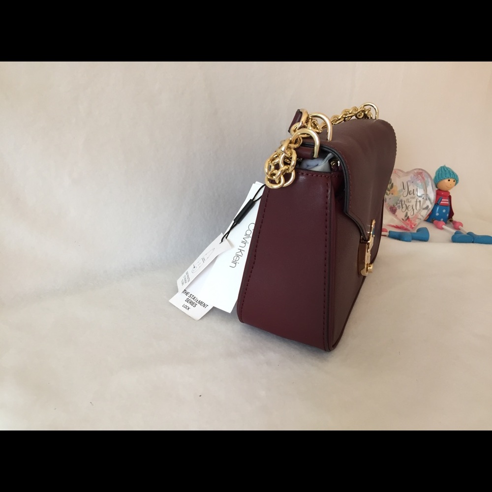 Calvin Klein Lock Daytonna Leather Flap Handbag - Picture 7 of 12